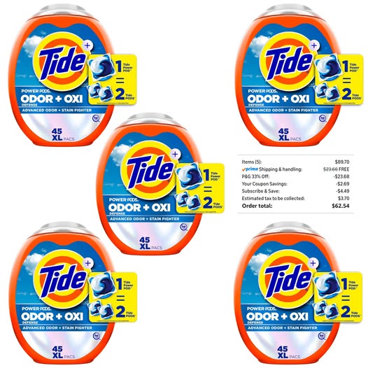 Tide Power PODS Odor + Oxi Defense – 45 XL Laundry Detergent Pacs