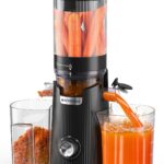 Cold Press Juicer, Auto Feed & Pre-cut, 55 RPM Slow Masticating High Juice Yield Juicer Machines, Easy to Clean, 5.3″ Wide Chute, 1.8L Hopper with 2 Cups, Black