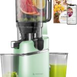 AMZCHEF Cold Press Juicer with 6.5″ Large Feed Chute, Slow Masticating Juicer for Whole Fruits & Vegetables, 3-Layer Strainer, Copper Motor, High Juice Yield, Easy to Clean, Green