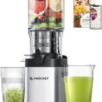 Cold press Juicer Machines with 5.4″ Extra Self-Feeding for Whole Vegetable & Fruit, Juice Extractor with Large Auger & Triple Strainers, Easy to Clean, High Juice Yield, Stainless Steel Silver