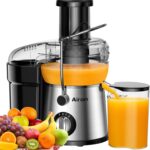 Juicer Machine, Airon Centrifugal Juicer Extractor, Max Power 800W, 3″ Wide Feed Chute for Fruit Vegetable, Juice Maker with 3-Speed Setting, High Juice Yield, Easy to Clean, Stainless Steel, BPA Free
