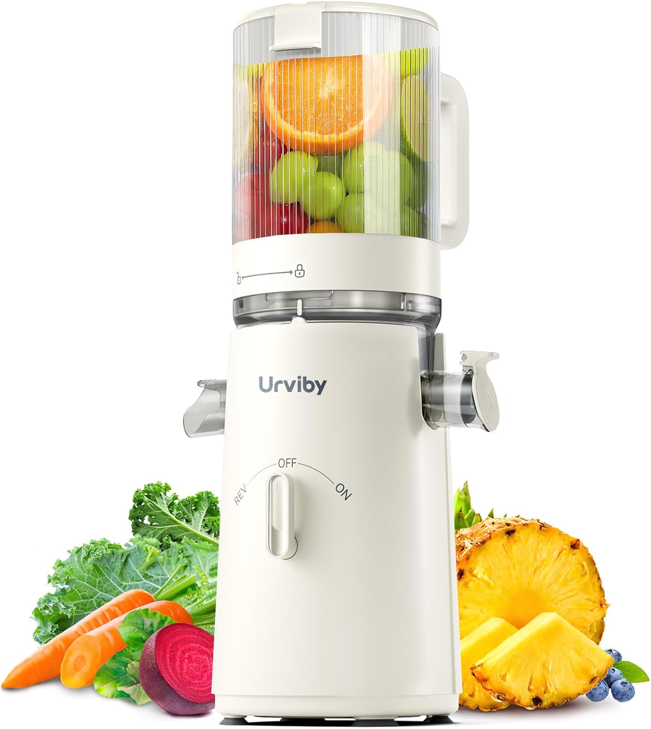 Juicer Machines, 2-in-1 Cold Press Juicer for Juice & Sorbet, suit for Vegetable and Fruit with 5-Inch Wide Chute, Powerful Masticating/High-Yield High Nutrients/Rev Mode/Easier Clean (White) Juicer Machines, 2-in-1 Cold Press Juicer for Juice & Sorbet, suit for Vegetable and Fruit with 5-Inch Wide Chute, Powerful Masticating/High-Yield High Nutrients/Rev Mode/Easier Clean (White)