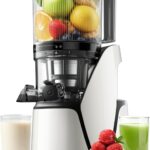 Juicer Machines, 3-in-1 Cold Press Juicer with 6.5″ Extra Large Chute, 100oz Large Capacity, AC Motor, Makes Juice, Nut Milk & Sorbet, Bright White