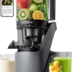 Canoly C16 Cold Press Juicer, 6″ Extra Wide Feed Chute, 3-IN-1 Strainers (Juice & Sorbet & Nut Milk), Powerful AC Brushless Motor, Self Precut System, Juicer Machines with BPA-Free (Space Gray)