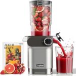 Anybear Cold Press Juicer, 200W Masticating Slow Juicer 4.3″ Large Feed Chute Fit Whole Fruits Vegetables | Upgraded Auger | Tritan Material | BPA Free | Juice Recipes (Light Gray)
