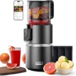 Anybear Cold Press Juicer with 4.9″ Large Feed Chute, 350W Masticating Juicer Machines with Dual Slow-Squeezing Technology for Whole Fruits & Veggies with High Yield | BPA-Free Tritan (Dark Grey)
