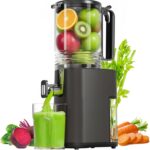 Cold Press Juicer, 5.5inch Wide Feed Chute Juicer Machine, Slow Masticating Juicer for Whole Vegetables & Fruits, Gray