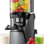 Juicer Machines, 3-in-1 Cold Press Juicer with 6.5″ Extra Large Chute, 100oz Large Capacity, AC Motor, Makes Juice, Nut Milk & Sorbet, Premium Gray