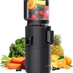 Juicer Machines, 5.3″ Large Feed Chute Cold Press Juicer with Double Press Technology, 400W Motor, High Juice Yield, Easy to Clean, Masticating Juicer for Whole Vegetables & Fruits, Black