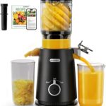 Juicer Machines – Wide Mouth Feed Chute with Self Feeding Hands-Free Design – Cold Press Juicer for Vegetables and Fruits – Juice Extractor Machine High Juice Yield – With Pusher